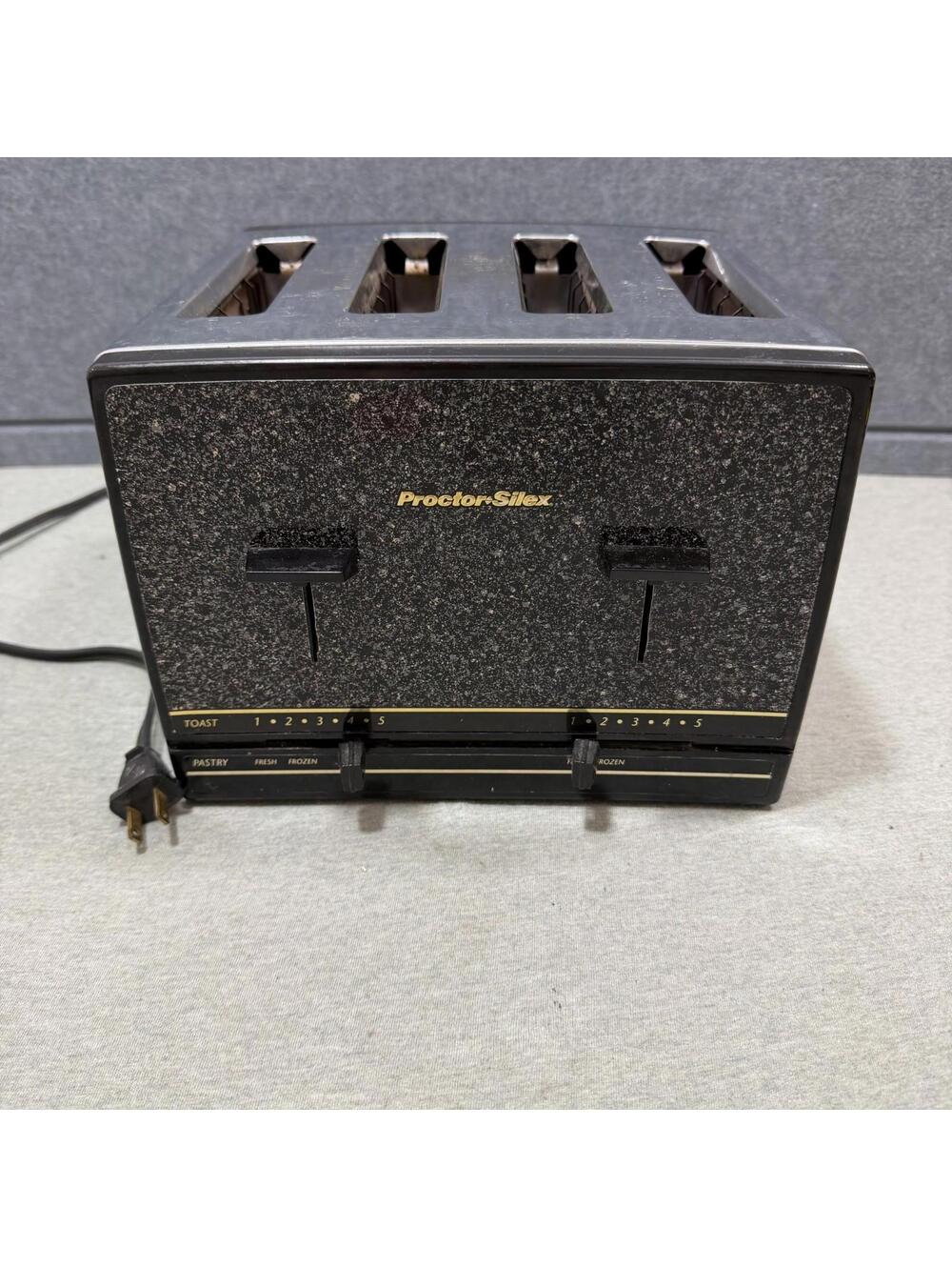 Proctor Silex Toaster Rare Black Granite Color 4 Slice Stainless Steel Vtg Works